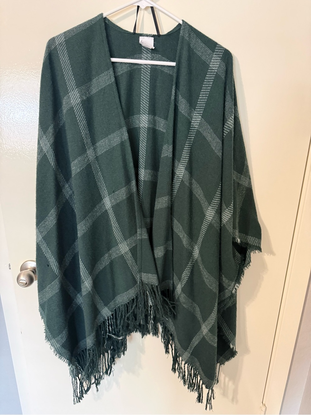 Sonoma Green Plaid Fringe Ruana